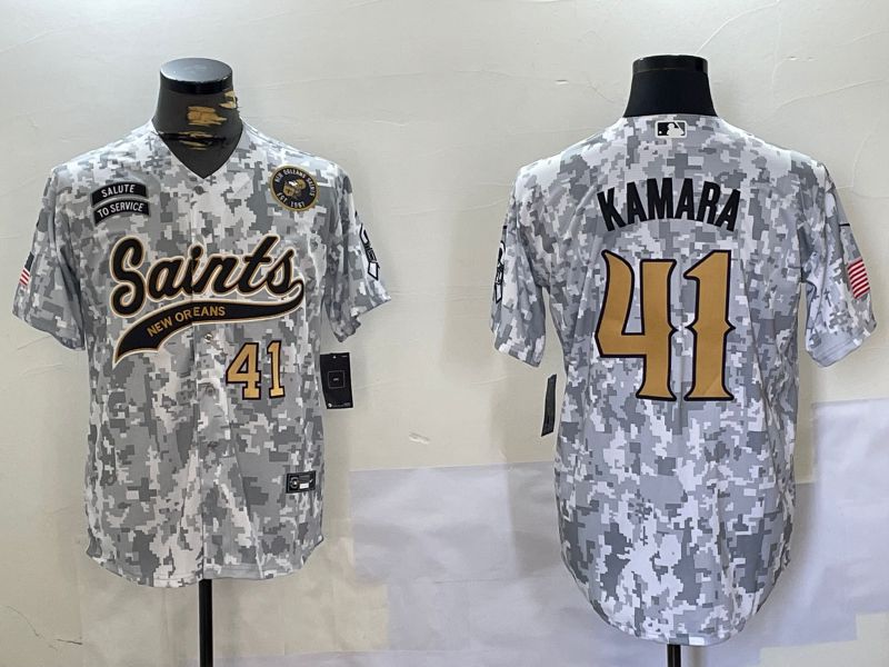 Men New Orleans Saints 41 Kamara Nike Arctic Camo 2024 Salute to Service Limited NFL Jersey style 4